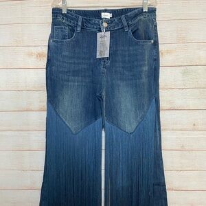 OXROSY Fringe Flare Jeans XL